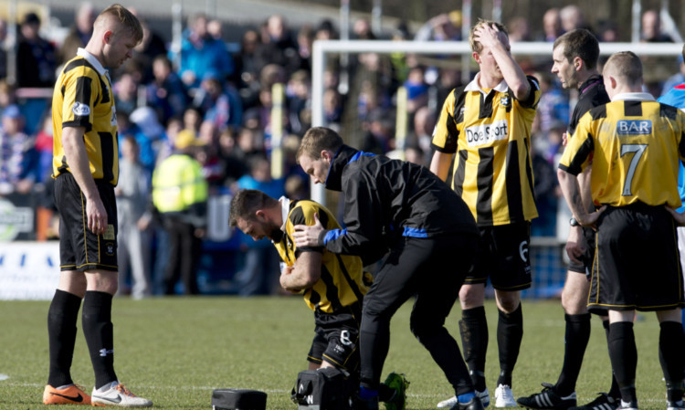 East Fife's Gary Fisher suffered an injury during their match against Rangers last month.