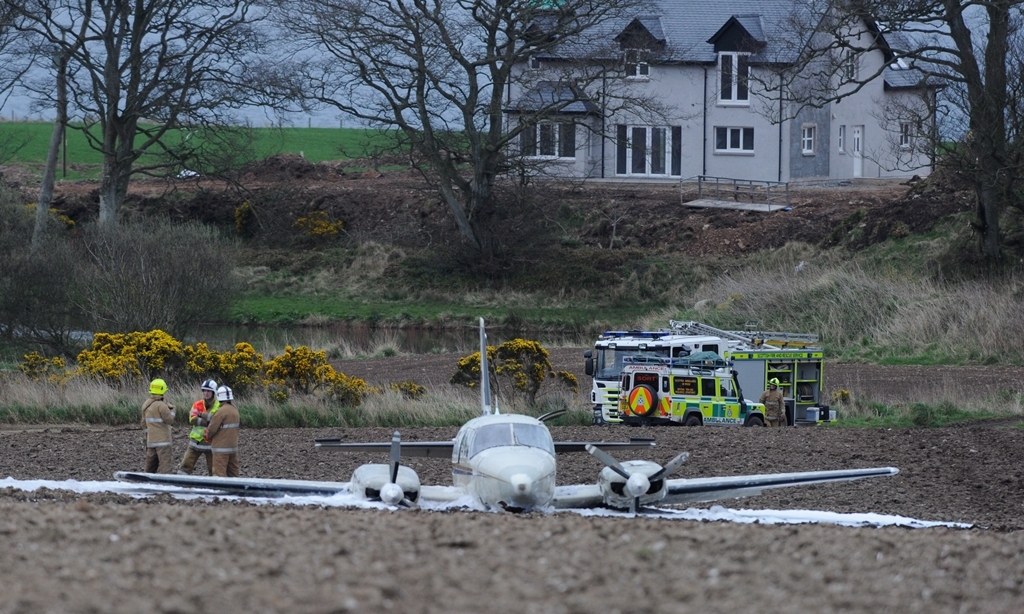 A small plane has landed in a farmers field - Westport Farm, Stonehaven.
Picture by COLIN RENNIE April 9, 2014.