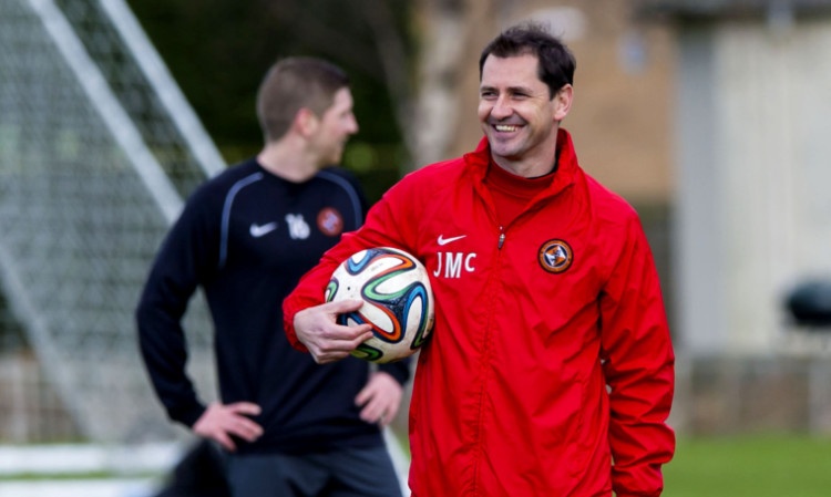 Jackie McNamara is all smiles as he prepares his side for their clash with Rangers in the William Hill Scottish Cup semi-final at Ibrox.