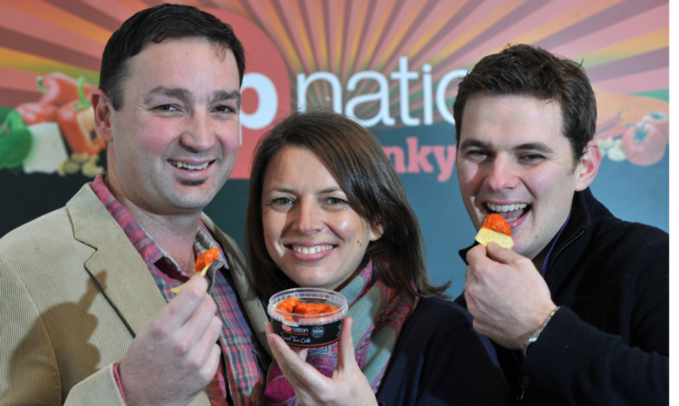 Jeremy Williams, wife Juliet, and Patrick Gilmour have reason to smile after DipNation secured an £180,000 deal to supply Aldi.