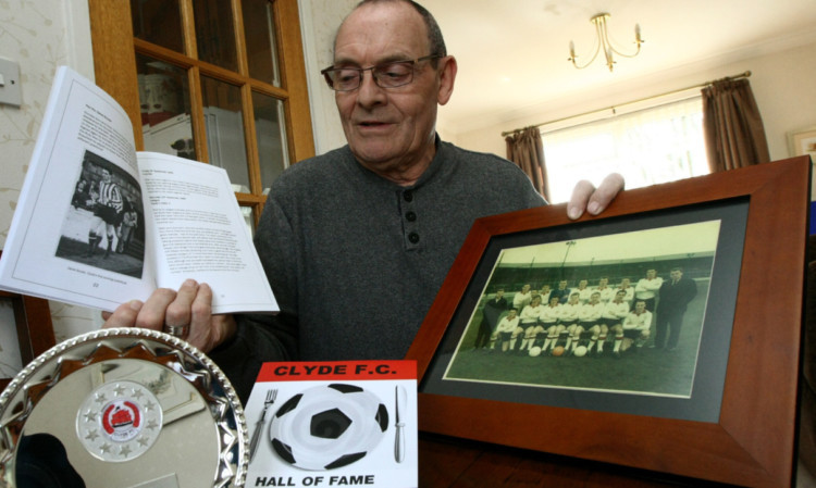 Davie Souter with some of his Clyde memorabilia from the 1966-67 season.