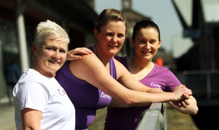 From left: member Alma Harley with Christine Jardine and Laurie McFarlane, both of Curves, who are taking part in the walk.