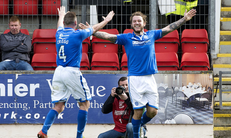 Stevie May celebrates after making it 2-0 against Dundee United.