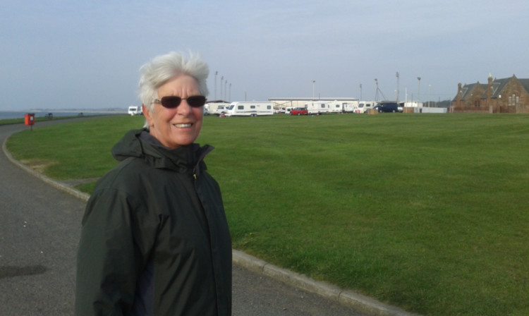 Arlene Russell at the unauthorised Travellers site beside Gayfield football ground in Arbroath.