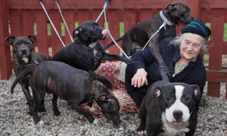 Fiona Borders pictured earlier this year with her dogs.