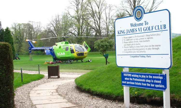 The air ambulance at the golf course.