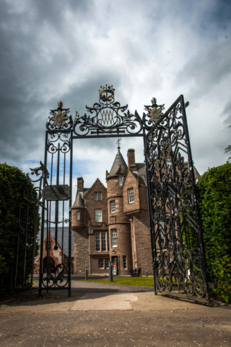 Steve MacDougall, Courier, Black Watch Castle & Museum, Balhousie Castle, Perth. Official opening for VIP guests. Pictured, exterior view of castle through the gates.