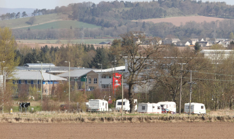 The Travellers camp near the A94 Glamis roundabout.