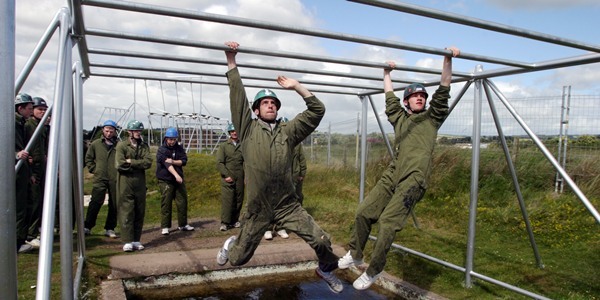 Black Watch fun day at Barry Buddon   -   Some of the Claverhouse group take to the assault course.