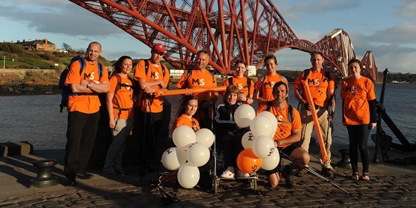 Leanne Holler with mun Louise and David Paton in the front with friends who took part in the walk round them at the end of the Fife coastal walk