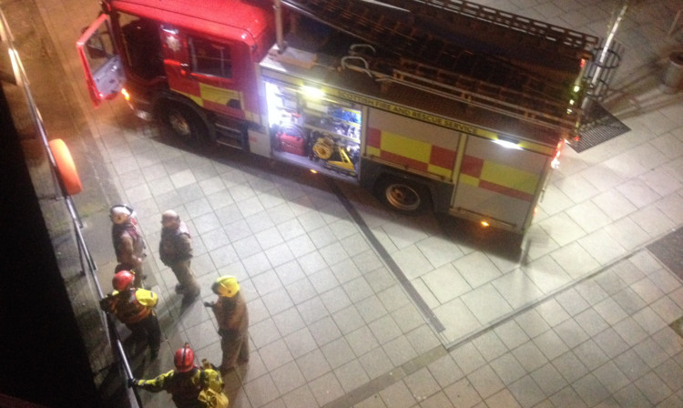 Rescue crews at City Quay on Monday night.