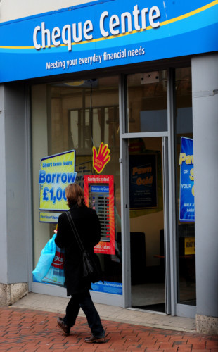 General view of sign at the Cheque Centre, Derby. PRESS ASSOCIATION Photo. Picture date: Thursday November 28, 2013. See PA story CONSUMER Bank. Photo credit should read: Rui Vieira/PA Wire