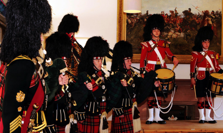 Some of The Black Watch pipers and drummers.