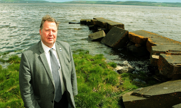Councillor Douglas Pover at the harbour wall at Easter Mylnefield.