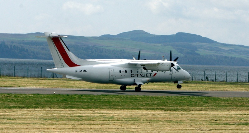 Dundee Airport, Dundee - The first flight (11.10) to London City takes off on time from Dundee Airport