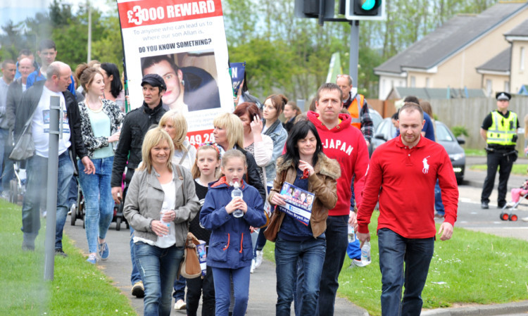 Members of Allan's family leading the march from Styx nightclub.