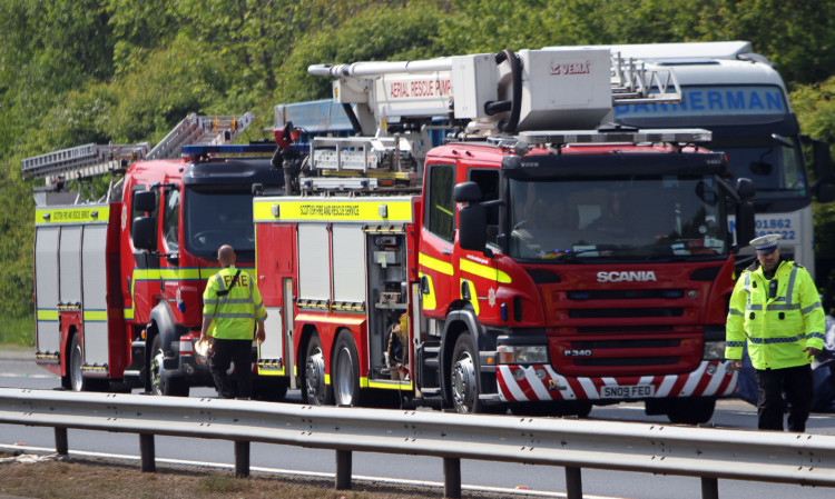 Emergency services at the scene on Monday.