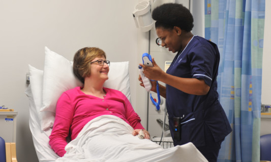 Clinical nurse manager Alison Baird, left, with senior charge nurse Nothando Senda-Nbada in the new endoscopy facility at Queen Margaret Hospital.