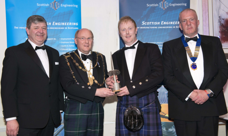 The Rt Hon Alistair Carmichael MP, Norman Hamilton Deacon of the Hammermen of Glasgow, Alan Kirk of Babcock International (Rosyth) and John Campbell President of Scottish Engineeering.