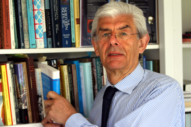 Kris Miller, Courier, 26/05/14. Picture today shows Prof Christopher Whatley for features piece on '5 Million Questions, Understanding Scotland's Referendum' . Pic shows Professor Whatley at home in his study.