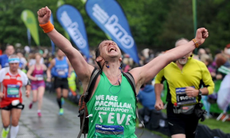 a jubilant Steve Bonthrone, who completed all four races at the Edinburgh Marathon Festival.