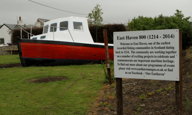 The boat in position in the community garden as part of East Havens octocentenary celebrations.
