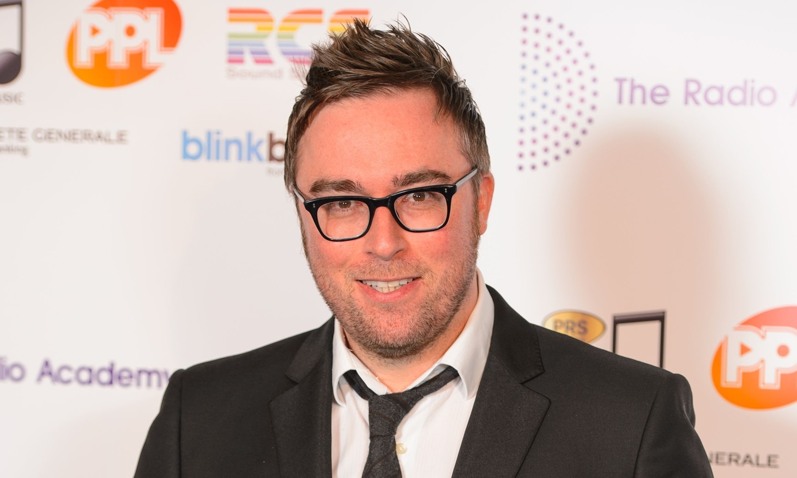 Danny Wallace arriving at the Radio Academy Awards 2014, at the Grosvenor House Hotel, in central London.