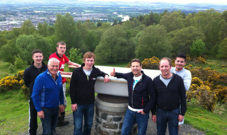 From left: Adam Storrar, Adam Borrie, Ian Smith, Ian Bontrone, Lawrence Haddow, Eric Bontrone and Nathan Wood during a training run on Kinnoull Hill.