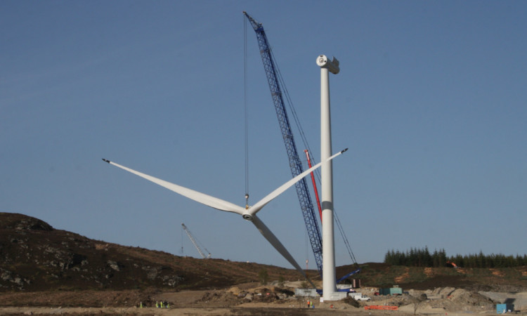 Erecting a turbine at the Griffin windfarm. Now Scottish Ministers have given consent for SSE Renewables £300m Stronelairg windfarm scheme near Fort Augustus.