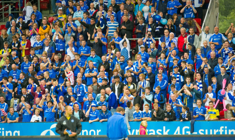 St Johnstone supporters enjoying the Europa League experience against Rosenborg in Trondheim last year.