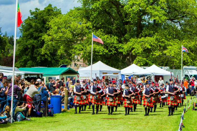 Crowds gathered at Glamis Castle for the Strathmore Highland Games. The City of Brechin Pipe Band opened the event, which marked its tenth year at the Angus landmark.