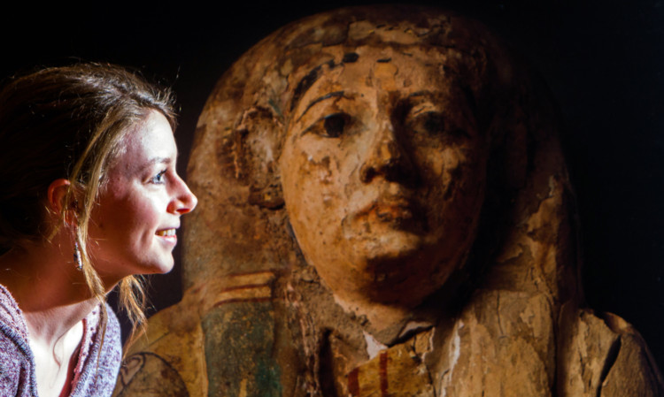 Ruth Taylor, from Almondbank, visiting the mummy at Perth Museum.
