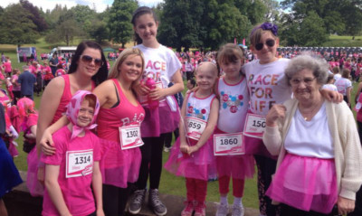 Team Grace at the Race for Life, with Grace herself at the centre.