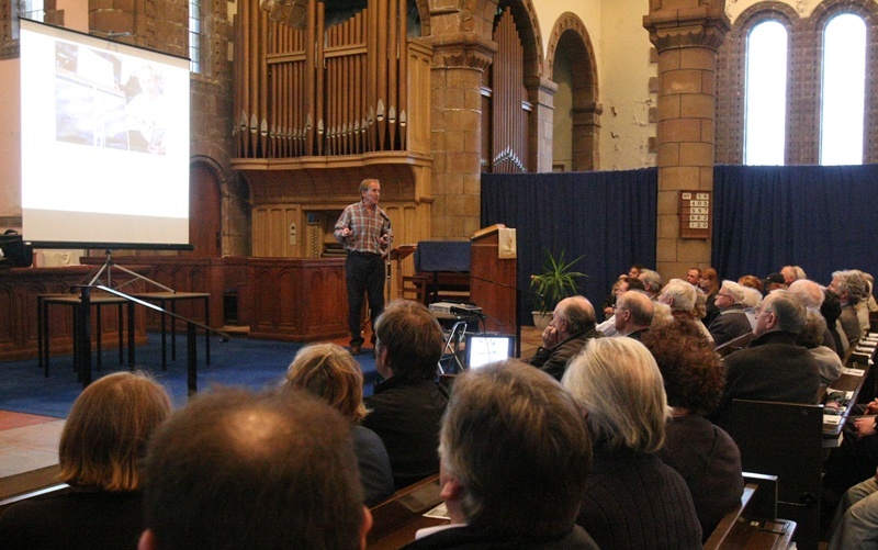 DOUGIE NICOLSON, COURIER, 28/04/10, NEWS.

DATE - Wednesday 28th April 2010.

LOCATION - Craigiebank Church.

EVENT - RATT public meeting.

INFO - Guest speaker Bob Graham addresses the crowd.

STORY BY - Graeme Ogston, Reporters.