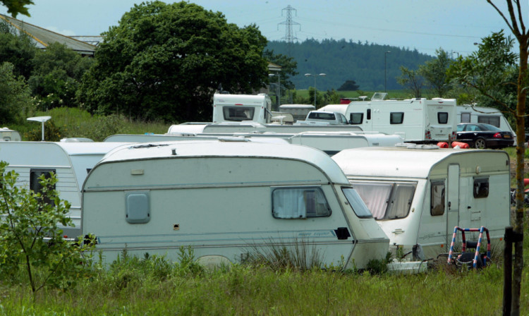 Part of the camp set up by Travellers at Forfar.