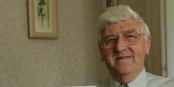 Pictured at home in Dunfermline, 23rd July 2004, is Bert McEwan with a copy of his book "Dunfermline - The Post War Years".