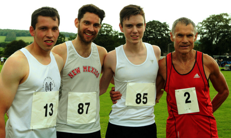 Winners in the 1,600 metre race (from left) Craig Robertson, Michael Deason, Fergus McGraw and Sam Bates.