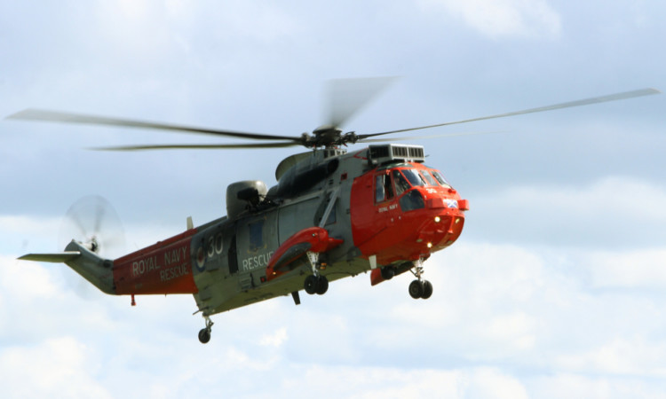 A Royal Navy Sea King rescue helicopter was used to take the touirst to hospital.