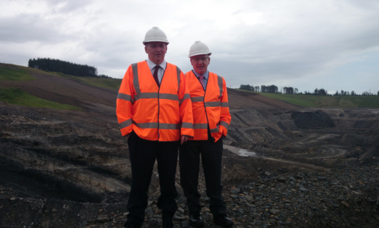 MSP Alex Rowley, left, and Councillor Bob Young at St Ninians opencast mine near Kelty.