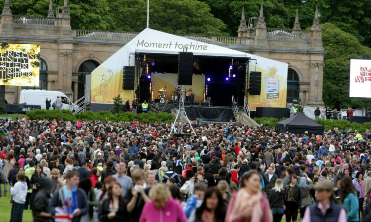 The Olympic Torch arrives at Baxter Park, Dundee.