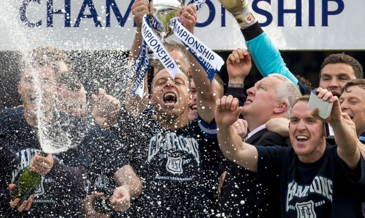 Gary Irvine (front right) hopes fans can pack out Dens like they did on Championship decider day.