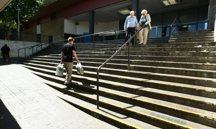 The steps at the back of The Postings in Kirkcaldy.