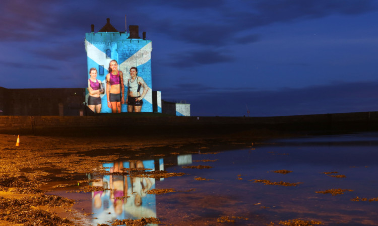Broughty Castle illuminated for the Commonwealth Games.