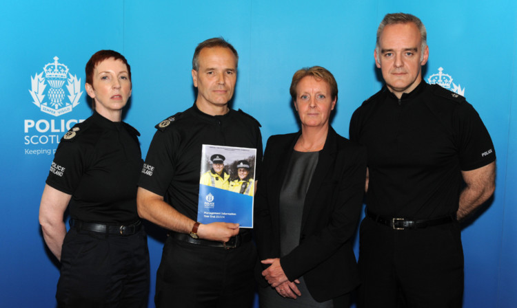 DCC Rose Fitzpatrick, Chief Constable Sir Stephen House, DSI Louise Raphael and Sup Ian Murray release the new crime figures.