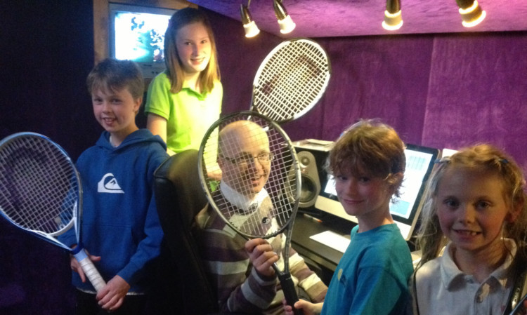 Perth tennis club song From left; Hayden Thomson, Maggie English, Andrew McGarva, Director of Music at Kilgraston, Alexander English and Charlotte Fraser recording their club song at the school.