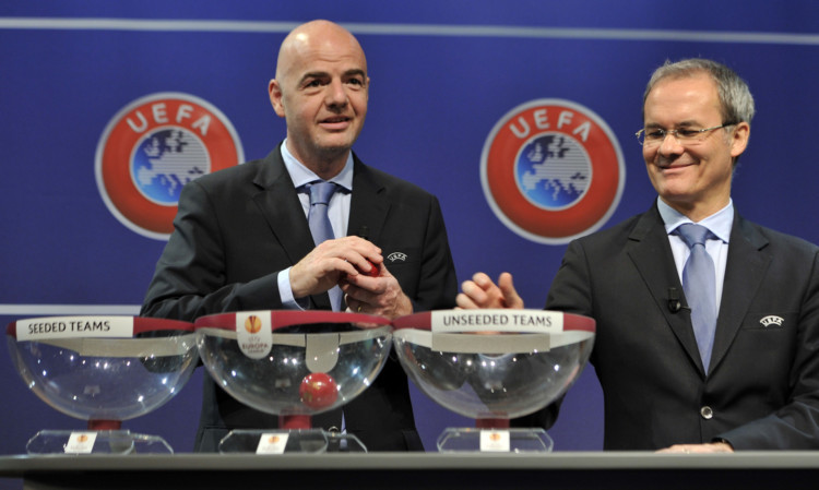 The draw under way on Monday.