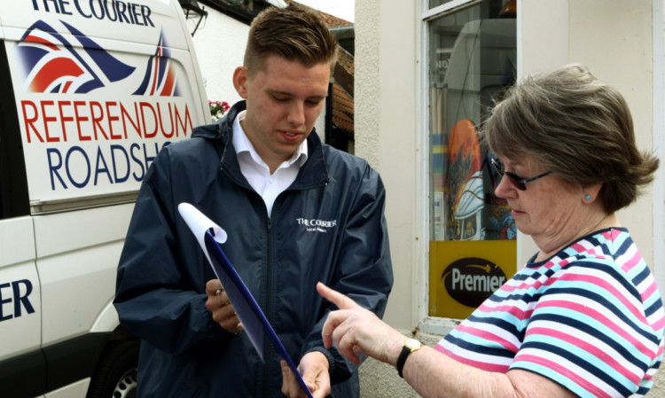 Anne Cruickshanks takes our survey with the roadshows Oli Fletcher in Lower Largo.