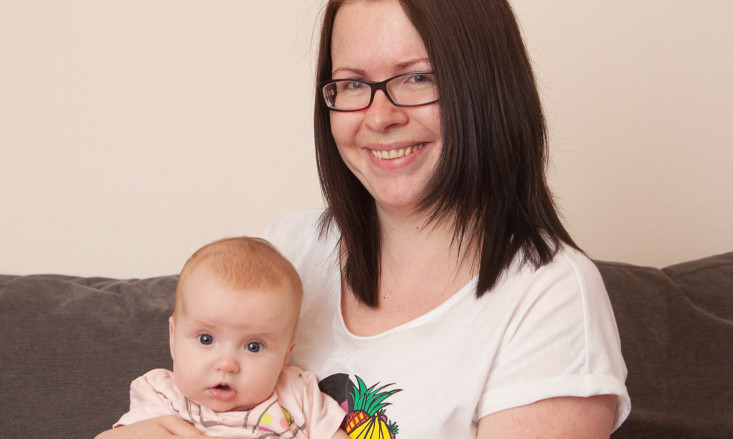 Katie Dunn from Brechin, whose car went off the road near Forfar this week with her and 12-week-old daughter Gabrielle in it. Katie is trying to trace the people who helped her at the time.