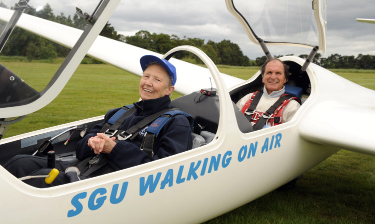 Barbara Linton with pilot Donnie Caldwell.