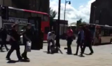 Mobile phone footage of the brawl on Nethergate, which was posted online.